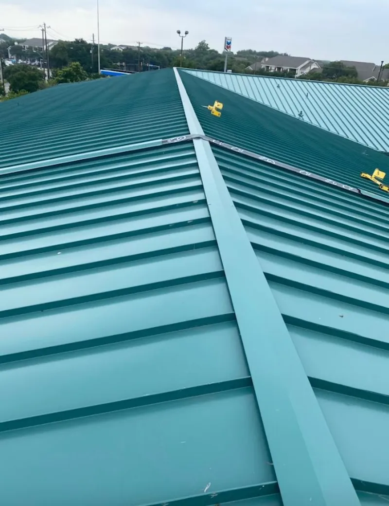 Green commercial metal roof ridge and valley for Metal Roof Repair in Goodyear